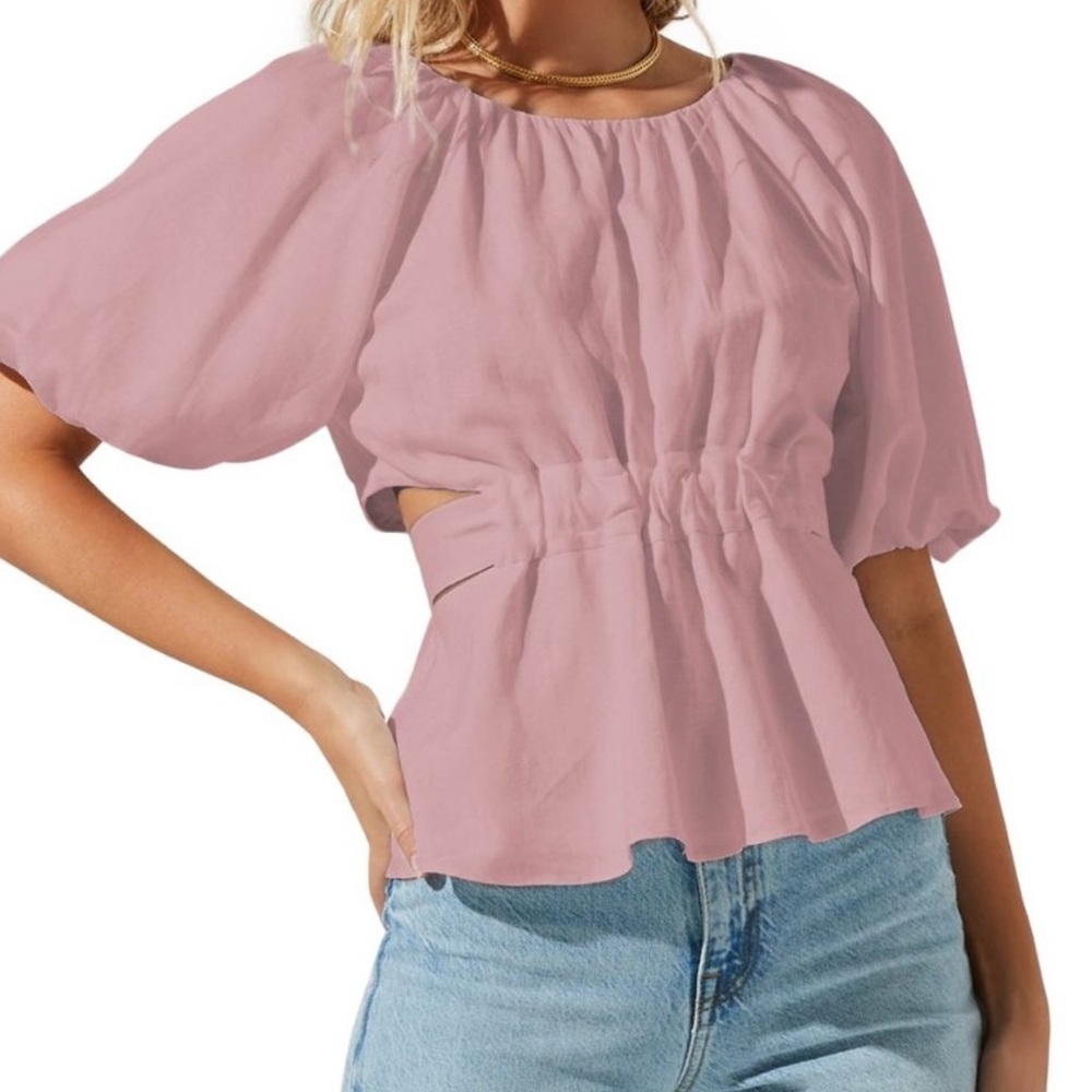ASTR the label Women’s Vendetti Top w/ Cutouts and Back Tie, Sz Small, NWT